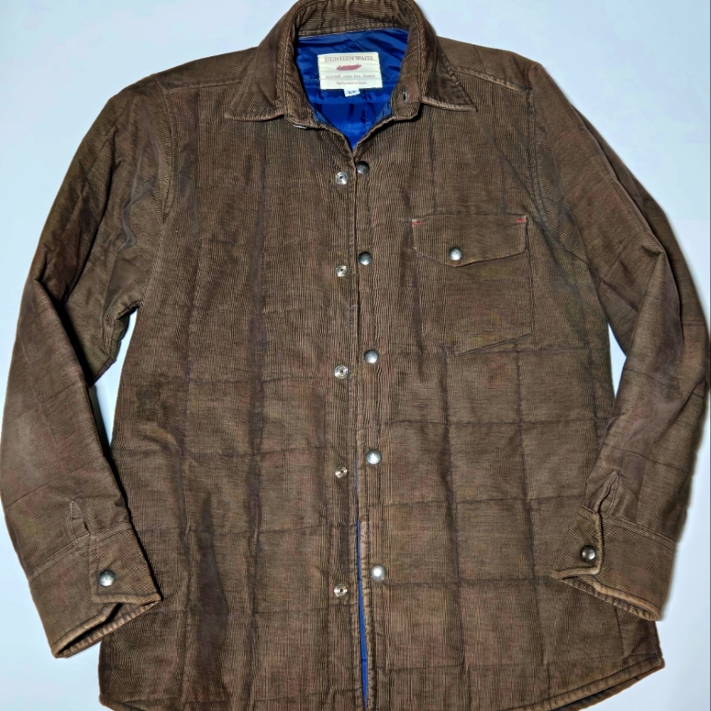 Brown corduroy quilted shirt jacket
